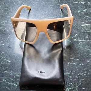 Dior Beige Oversized Shield Sunglasses with Brown Lenses